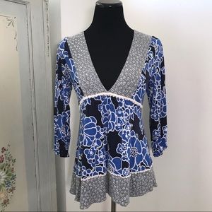 Ric Rac Anthro Eventide Top Blue Long Sleeve M